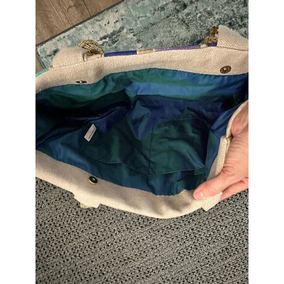 Pippa Toledo OOAK CRUISE ART TO WEAR METALLIC HANDLE TOTE BAG - Picture 3 of 5